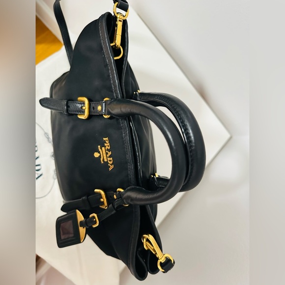 PRADA Tessuto Vitello Daino Nylon Tote Shoulder Bag Black |AUTHENTIC! - Picture 7 of 13